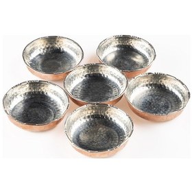 Resim Dmt Copper Gaziantep Dövme Bakır Çerezlik Seti Kahvaltılık Kuruyemiş Reçel 6 'lı Set 10cm X 3cm Bakır 