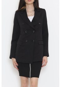 Resim Düğmeli Blazer Ceket Siyah - 354.1247. Çok Renkli 