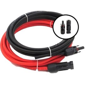 Resim Mc4 Soketli 5m+5m 10 Metre 6mm Güneş Paneli Hazır Solar Kablo S + MC4 
