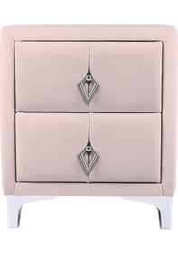 Resim Harmony Silver Iki Çekmeceli Komodin- Yatak Odası Kumaş Döşemeli 2 Kapaklı Komodin Modeli Pembe 