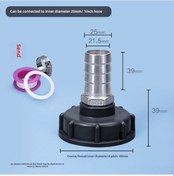 Resim Youtek 304 Paslanmaz Çelik Ibc Tank Valfi Adaptörü - 60 Kalın Vida'dan 1 İnç Yumuşak Boruya Dönüştürücü Bağlantı Parçası Plastik 