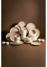 Resim Roma Beige 58 Parça 12 Kişilik Bone Porselen Yemek Takımı Bej Bej 