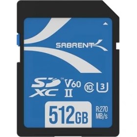 Resim Sabrent Sd Kart 512 GB V60 Uhs-Iı Sdxc, Sınıf 10, U3, 270 Mb/s Okuma, 170 Mb/s Yazma - 4k/8k Video, Fotoğrafçılar, Kameramanlar ve Meraklıları Için Profesyonel Sd Bellek Kartı (SD-TL60-512 Gb) 