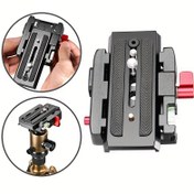 Resim Quick Release Base Plate Manfrotto Plaka Kelepçesiyle Uyumlu Seviyeleyici Kaydırmalı Hızlı Çıkarma Taban Plakası 577/ 501/ 504/ 701 HDV Kamera Kafesi Tripod için Kelepçe Tabanı 