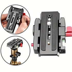 Resim Quick Release Base Plate Manfrotto Plaka Kelepçesiyle Uyumlu Seviyeleyici Kaydırmalı Hızlı Çıkarma Taban Plakası 577/ 501/ 504/ 701 HDV Kamera Kafesi Tripod için Kelepçe Tabanı 