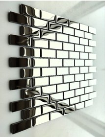 Resim MozaiKristaL Mutfak tezgah arası 23x48mm. Gümüş Krom, 30x30cm Fileli Kristal Cam Mozaik (1 m2 Fiyatıdır) 