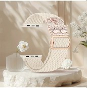 Resim Gateesat 38 40 41mm Beige Esnek Naylon Kayış 5 Kalp Aksesuarlı Ayarlanabilir İwatch Bilekliği 