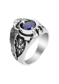 Resim Mavi Erkek Gümüş Yüzük 