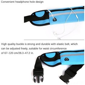 Resim Wezone Spor Bel Çantası Su Geçirmez Neopren Spor Ayakkabı, Çift Telefon Cepi, Reflektör Şeritli, Kulaklık Delikli, 67-120 Cm Kumaşlı, Mavi Renk Gök Mavi 