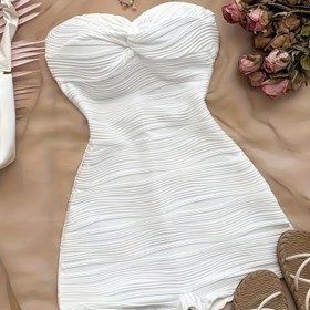 Resim Kadınlar için Şık Omuz Bağlı Jumpsuit - Seksi Düz Renk Dokulu Kumaş, Çapraz Askı Tasarımı, Tüm Mevsimler İçin Çok Yönlü Moda, Şık Beyaz 