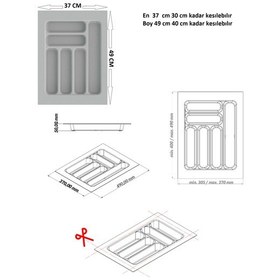 Resim Çekmece İçi Kaşıklık Ve Kepçelik Düzenleyici Beyaz 37x49 Cm 36,5x40 Cm Kadar Kesilebilir Beyaz 