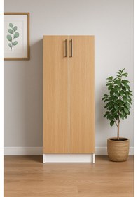 Resim 2 Kapaklı Çok Amaçlı Kiler Dolabı 130 50 30 Cm Ahşap 