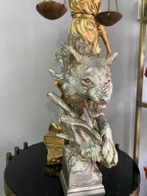 Resim Dekorarif Kurt Heykeli Biblo Gümüş 