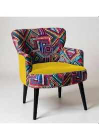 Resim Waterybrook Dijital Baskılı Kumaş - Babyface Kumaş - Tekli Berjer Koltuk - Siyah Ayaklı Sarı 