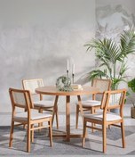 Resim Posedion Natural Ahşap Masa Sandalye Takımı 110x110 