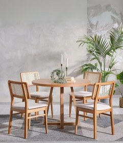 Resim Posedion Natural Ahşap Masa Sandalye Takımı 110x110 