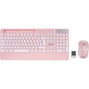 Resim Everest 9676 Pembe Multimedya Tablet Telefon Standlı Klavye + Mouse Set Kablosuz Set Wireless Set 