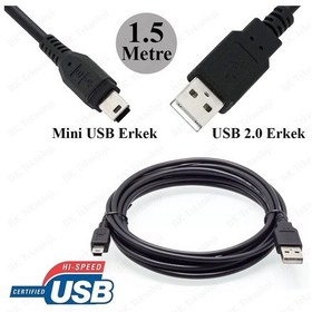 Resim USB 2.0 Erkek - Mini USB 2.0 Erkek Veri-Şarj Kablosu 1.5 M 