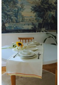 Resim Yakacihome Ziggy Duck Keten Yıkanabilir Leke Tutmaz Biyeli Runner 40x140 Cm Krem 