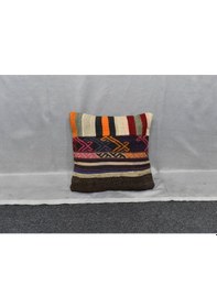 Resim Zehra Abla Halı Yeni El Dokuma Patchwork Kırkyama Dekoratif Kilim Kırlent Yastık Kılıfı 6017 