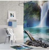 Resim Zethome Tropik Waterfall Banyo Duş Perdesi Tek Kanat 1X180X200 Çok Renkli 