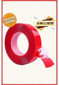 Resim Silikonlu Çift Taraflı Montaj Bandı - Güçlü Yapıştırıcı - Şeffaf Silikon Bant 18mm X 2mt 