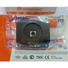 Resim Demirbağ Tekli Telefon Priz Sıva Altı Ahşap Ceviz Çerçevesiz 