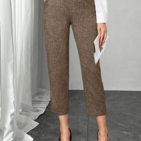 Resim Kadın Şık Ofis & Günlük Pantolon - Düz Renk Daralan Paça Kemerli Pantolon, Yapılı H-Silüet, Fermuarlı Kapanış, İlkbahar/Sonbahar/Yaz İçin Makinede Yıkanabilir - Profesyonel & Günlük Kombinler, Çok Yönlü Alt Giyim, Pürüzsüz Kumaş 