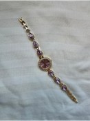 Resim Pena Damla Pembe Taş Kordon Vintage Saat Hediye Kutusunda 