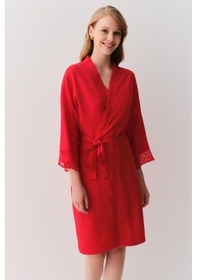Resim Suwen Amour Uzun Sabahlık Sh26101615082 Kırmızı 