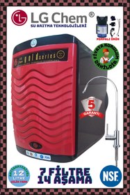 Resim LG Chem Gold Pompalı Montaj Dahil 14 Aşama 7 Filitreli. 12 Litrelik Kırmızı Renk.mineralli Su Arıtma Cihazı 