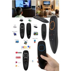 Resim Munico Arkadan Aydınlatmalı Hava Fare Ses Kontrolü Işık Mini Kablosuz Akıllı Uzaktan Kumanda Android Tv 