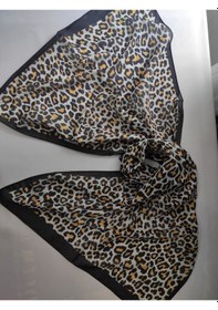 Resim Kadın Pamuklu Etnik Desenli Leopar Motifli Şal Sarı Renği 