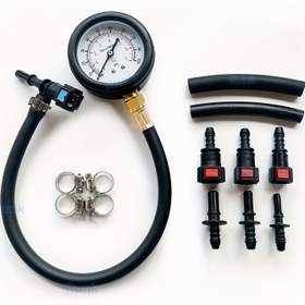Resim Hassas Yakıt Basınç Test Kiti - Arabalar, Motosikletler & Kamyonlar için 0-100PSI Göstergeli - Dayanıklı Yalıtımlı Malzeme 