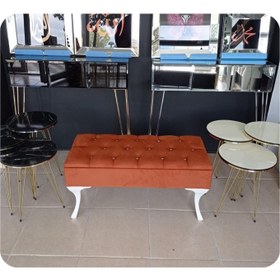 Resim Alda Gelsin Yarım Sandıklı Modern Puf Bench Ayakucu Koltuk 90 cm 