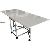 Resim Leylek Mobilya Montajı Yapılmış Katlanır 10 Kişilik Ahşap Yemek Masası (LAKE BEYAZ) 