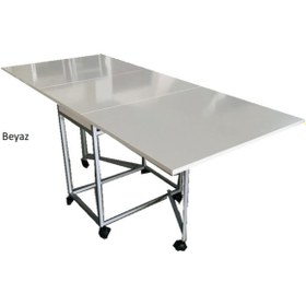 Resim Leylek Mobilya Montajı Yapılmış Katlanır 10 Kişilik Ahşap Yemek Masası (LAKE BEYAZ) 