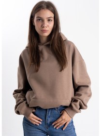 Resim Kahve Kapşonlu Sweatshirt Kahverengi 
