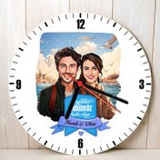 Resim Vapurda Aşk Karikatürlü Duvar Saati 