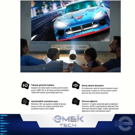 Resim PİNK İTHALAT 130 inç HD Akıllı Projeksiyon Cihazı WiFi, Bluetooth, 180 ANSI Lümen, Sinema Kalitesinde Görüntü 