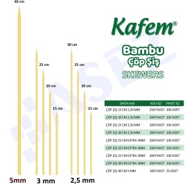 Resim Kafem Bambu Çöp Şiş 30 cm 100 Lü x 200 Paket (Koli) 