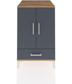 Resim Kronos Komodin 3 Raflı Tek Çekmeceli 2 Kapaklı 60x59x96 Çam-antrasit Atlas Çam 