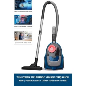 Resim Philips 2000 Serisi Torbasız Elektrikli Süpürge, Güçlü Motor ile Yüksek Emiş Gücü, Powercyclone 4 Teknolojisi, 850W Motor, Onerous Hassas Tartı Hediye 