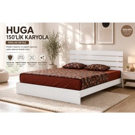 Resim Huga Ahşap Karyola, Beyaz, Ölçü Seçenekleri 
