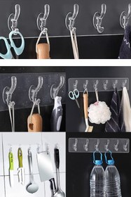 Resim TechnoStation 5'li Şeffaf Süper Yapışkan Askı Banyo, Mutfak Düzenleyici Askı 