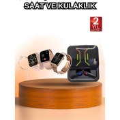 Resim Wireless Şarjlı Akıllı Saat ve Dijital Göstergeli Kablosuz Bluetooth Kulaklık Nabız Ölçer 