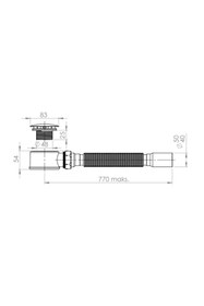 Resim yapıtaşı Yt74 Silindirik Duş Teknesi Sifonu Körüklü 50mm 