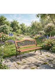 Resim KÜSKÜ Park Bank Gül Desenli Döküm Ayaklı Bahçe Bankı Alüminyum 122 cm 