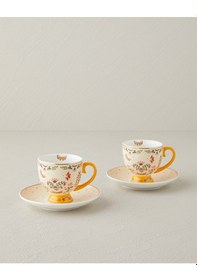 Resim English Home Dipsy New Bone China 4 Parça 2 Kişilik Kahve Fincan Takımı 100 Ml Hardal Hardal 