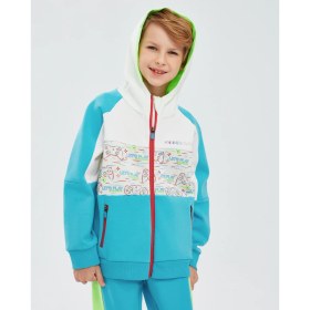 Resim Skechers 2Xi-Lock B Full Zip Hoodie Sweatshirt Büyük Erkek Çocuk Beyaz Sweatshirt Sk241075-102 
